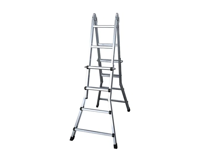 Blanca Escalera Telescopica Aluminio 4+4 Peldaños Tapa PVC Antideslizante EN131-4 150kg