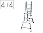 Blanca Escalera Telescopica Aluminio 4+4 Peldaños Tapa PVC Antideslizante EN131-4 150kg