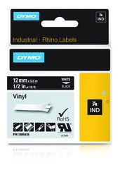 DYMO RHINO Cinta ID1-12 Blanco/negro vinilo