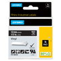 Dymo Rhino Cinta de Vinilo Blanco sobre Negro 12 mm x 5,5 m