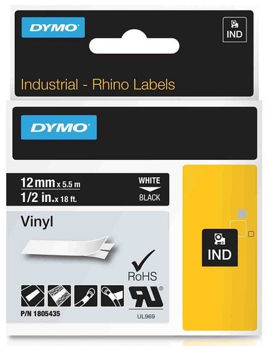 Dymo Rhino Cinta de Vinilo Blanco sobre Negro 12 mm x 5,5 m Dymo Rhino Cinta de Vinilo Blanco sobre Negro 12 mm x 5,5 m