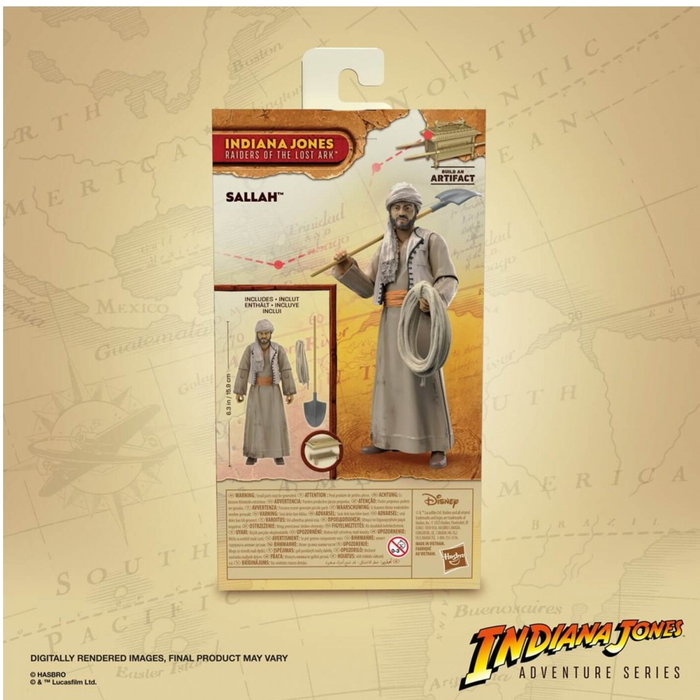 Hasbro Figura Indiana Jones Adventure Series Sallah Disfrazado 15cm con Accesorios y Pieza Arca de la Alianza