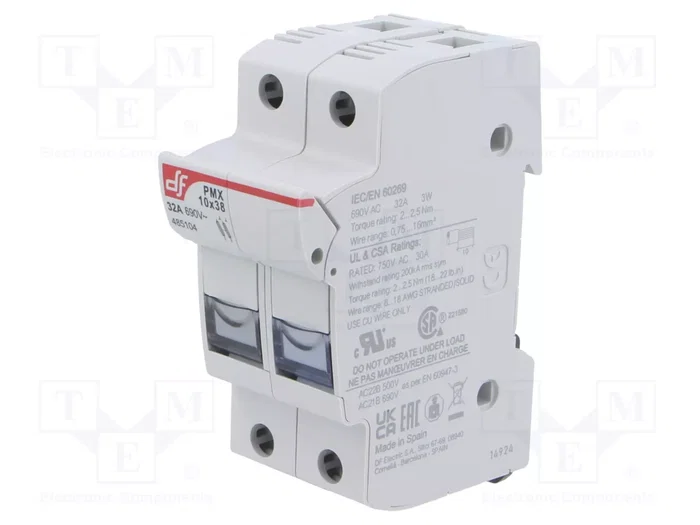 DF ELECTRIC Portafusibles PMX 2 Polos 32A 10x38mm DF ELECTRIC Portafusibles PMX 2 Polos 32A 10x38mm