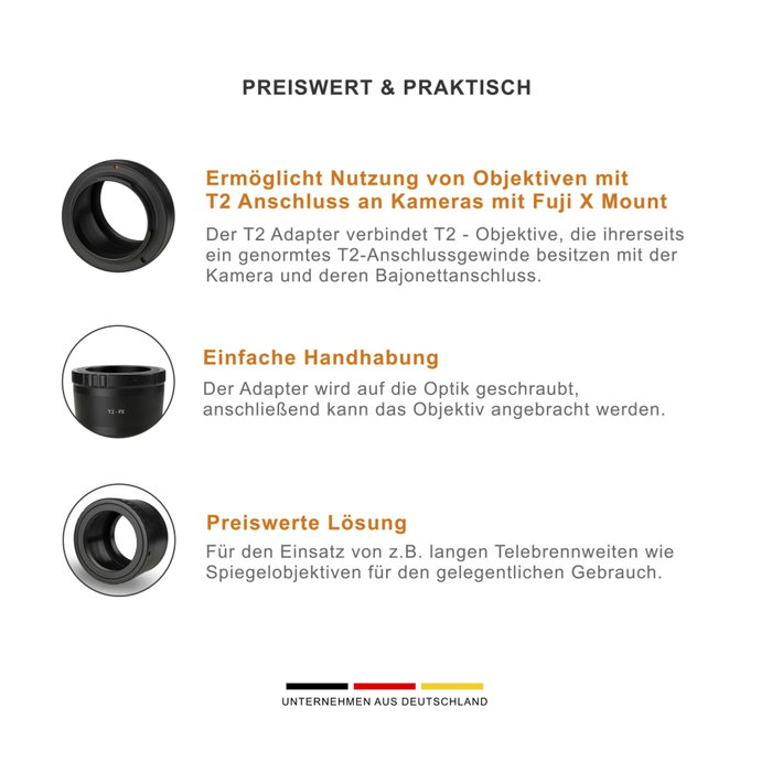 Walimex Adaptador de lente pro T2 para Fujifilm X Walimex Adaptador de lente pro T2 para Fujifilm X