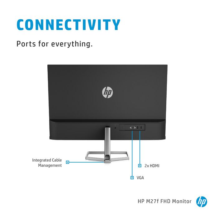 HP M27f Monitor Full HD de Alta Definición, Pantalla Inmersiva con Diseño Ergonómico y Sostenible para Trabajo y Ocio