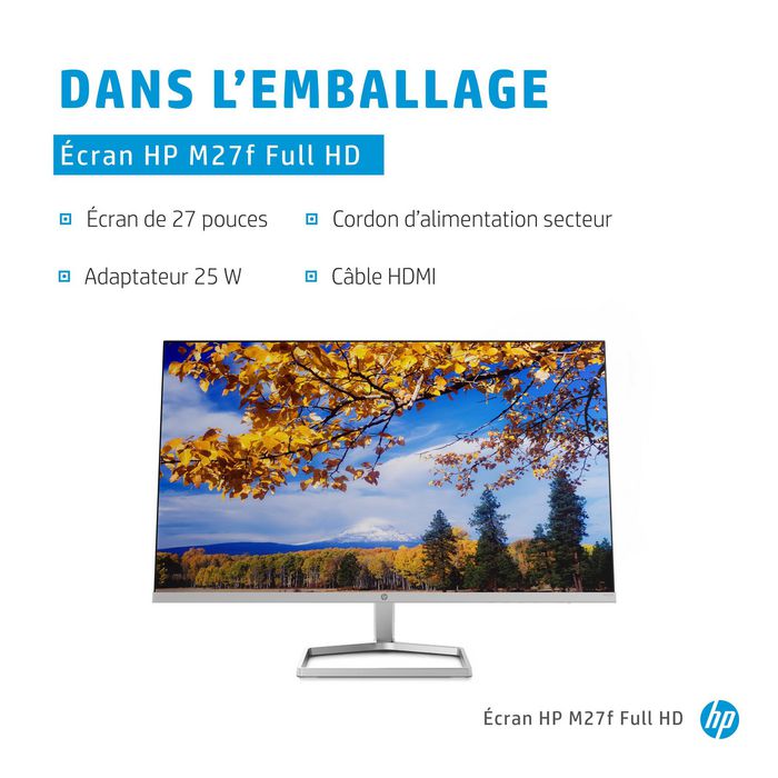 HP M27f Monitor Full HD de Alta Definición, Pantalla Inmersiva con Diseño Ergonómico y Sostenible para Trabajo y Ocio