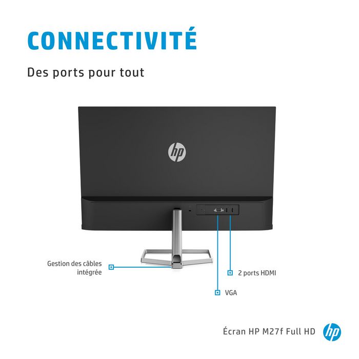 HP M27f Monitor Full HD de Alta Definición, Pantalla Inmersiva con Diseño Ergonómico y Sostenible para Trabajo y Ocio