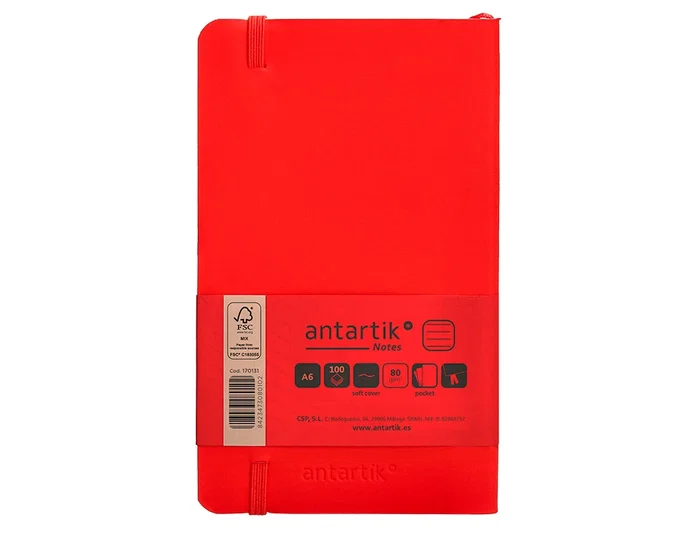 Antartik Cuaderno Antartik Notes Tapa Blanda Rojo A6 Rayas 100 Hojas