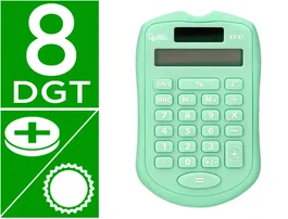Liderpapel Calculadora Bolsillo XF42 8 Dígitos Solar y Pilas Color Verde 94x59,5x10,5mm