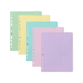 Oxford Live&Go Sobre Multitaladro A5+ con Velcro y Bloc - Plástico Flexible Opaco, 25 Hojas, Colores Pastel (Malva, Rosa, Azul, Amarillo, Menta)