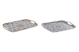 DKD Home Decor Bandeja de Melamina Mandala Multicolor (Pack de 12)