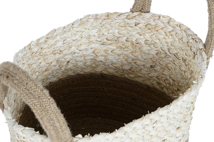 DKD Home Decor Cesta Brownie 1c24 Natural Marron Claro Maiz Trenzado Yute Set 4 Piezas 40 x 41 x 40 cm