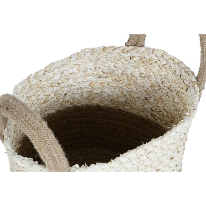 DKD Home Decor Set de 4 Cestas de Maíz Trenzado y Yute con Asas DKD Home Decor Set de 4 Cestas de Maíz Trenzado y Yute con Asas
