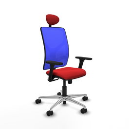 PIQUERAS Y CRESPO Silla de oficina Motilla con mecanismo Sincro, Rojo y Azul
