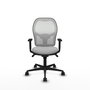 Silla de oficina Jorquera con mecanismo Sincro tapizada con Similpiel color Gris claro y malla color Blanco. Equipada con lumbar 1D, Brazos 1D y Ruedas 65mm nailon