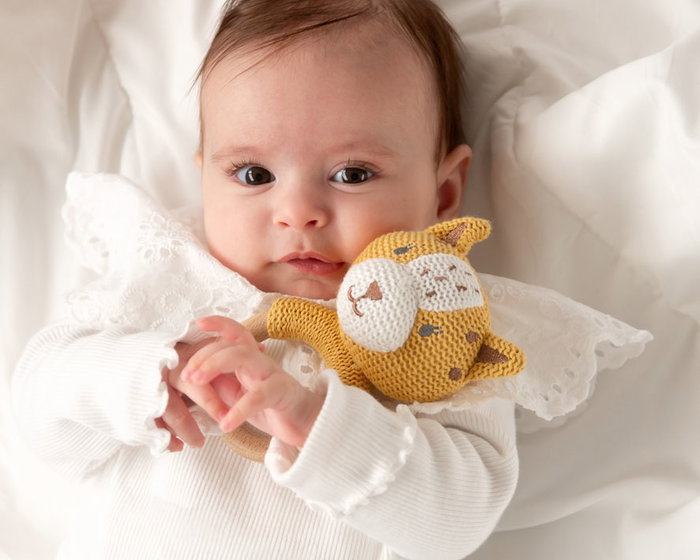 KioKids Mordedor Tigre Madera Y Algodón Cotton Friends +3 Meses Mostaza