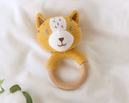 KioKids Mordedor Tigre Madera Y Algodón Cotton Friends +3 Meses Mostaza