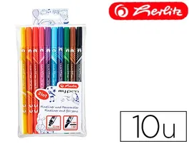 Herlitz Rotulador my-pen Doble Punta 0,5/4 mm, 10 Colores Surtidos