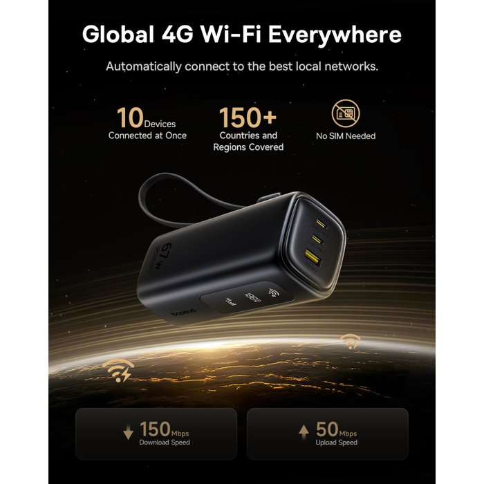 Baseus EnerGeek GX11 MiFi Power Bank 20000mAh 67W Cosmic Black