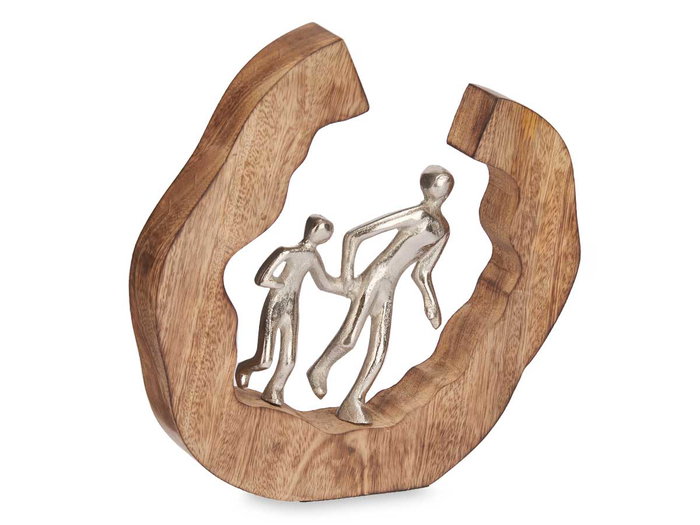 Giftdecor Figura Decorativa Familia Plata Soporte Madera 24.5x24.5x5 cm (Set de 6)
