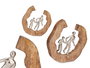 Giftdecor Figura Decorativa Familia Plata Soporte Madera 24.5x24.5x5 cm (Set de 6)