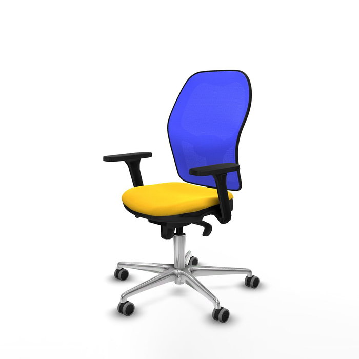 PIQUERAS Y CRESPO Silla de oficina Jorquera, Similpiel Amarillo y Malla Azul