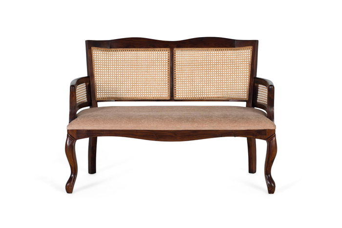 Giner y Colomer Banco de Sofá 2 Plazas Madera de Acacia Nogal Beige