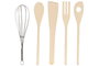 DKD Home Decor Set de 6 Utensilios de Porcelana y Bambú con Relieve