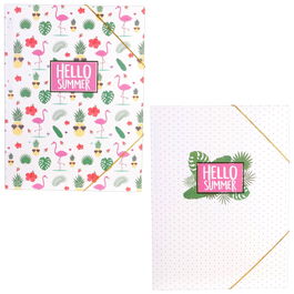 Creatrice de Genie Juego de 2 Carpetas con Goma Elástica, Papel Barniz Mate y Detalles Dorados, 32x24 cm