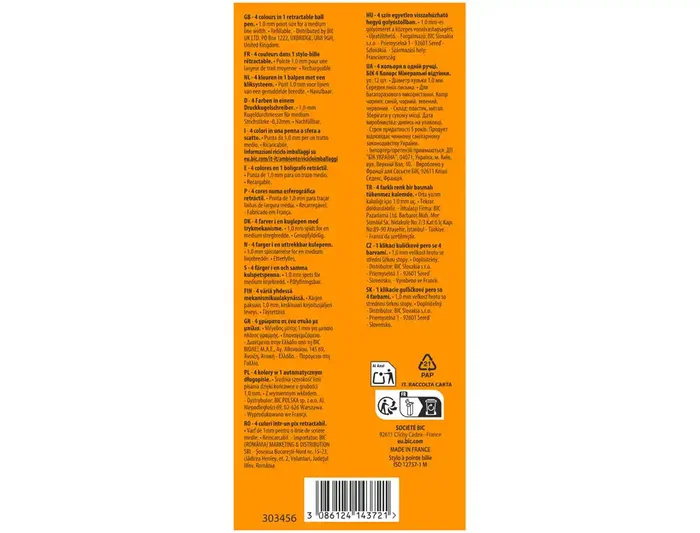 BIC Bolígrafo 4 Colores Recargable Punta 1mm - Tinta Azul, Negro, Verde, Rojo - Mineral Pastel Tones (Carbón, Frambuesa, Pantano, Oliva, Beige)