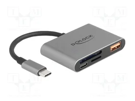 DeLOCK 91016 Lector de tarjetas USB-C con SD, Micro SD y puerto USB 10 Gbps