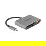 DeLOCK 91016 Lector de Tarjetas USB-C para SD y MicroSD, con Puerto USB-A 10 Gbps y USB-C PD 2.0 de 85W, Color Gris
