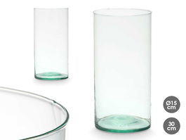 Giftdecor Jarrón Vidrio Reciclado Cilindro Transparente 15 x 30 cm (Set de 6)