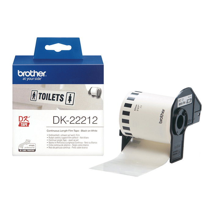 Brother DK-22212 Cinta Continua de Película Plástica Blanca 62mm x 15,24m
