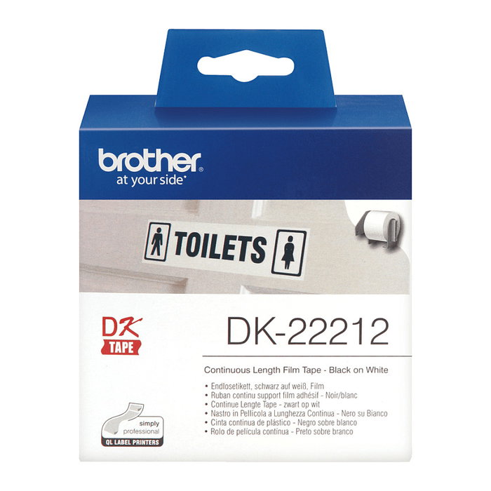 Brother DK-22212 Cinta Continua de Película Plástica Blanca 62mm x 15,24m