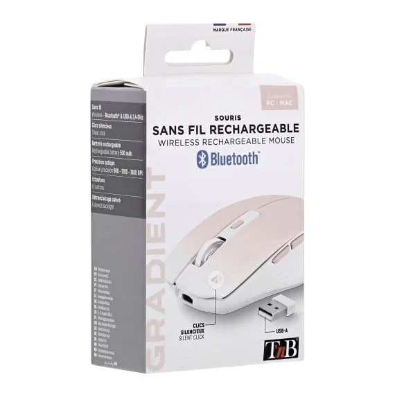 TNB Gradient Ratón Inalámbrico Recargable Dual Connect Rosa y Blanco