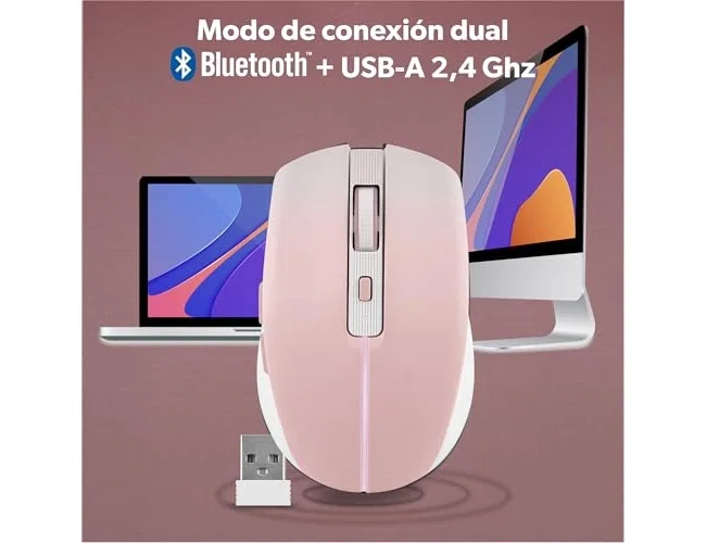 TNB Gradient Ratón Inalámbrico Recargable Dual Connect Rosa y Blanco