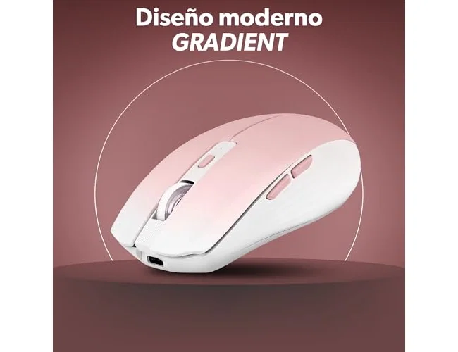 TNB Gradient Ratón Inalámbrico Recargable Dual Connect Rosa y Blanco