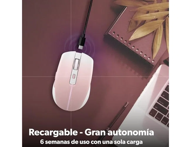 TNB Gradient Ratón Inalámbrico Recargable Dual Connect Rosa y Blanco