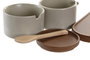 DKD Home Decor Set de Azucareros Lechera de Rubberwood y Porcelana