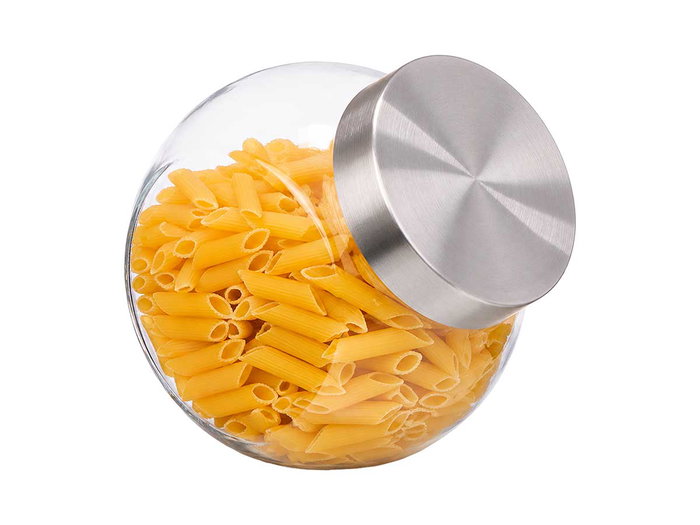 VIVALTO Bote Galletero de Cristal con Tapa de Acero 1,2L