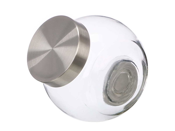 VIVALTO Bote Galletero de Cristal con Tapa de Acero 1,2L