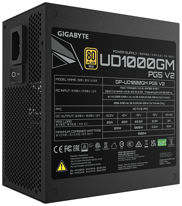 GIGABYTE MODULAR FUENTE ALIM. UD1000GM PG5 V2 80 PLUS GOLD