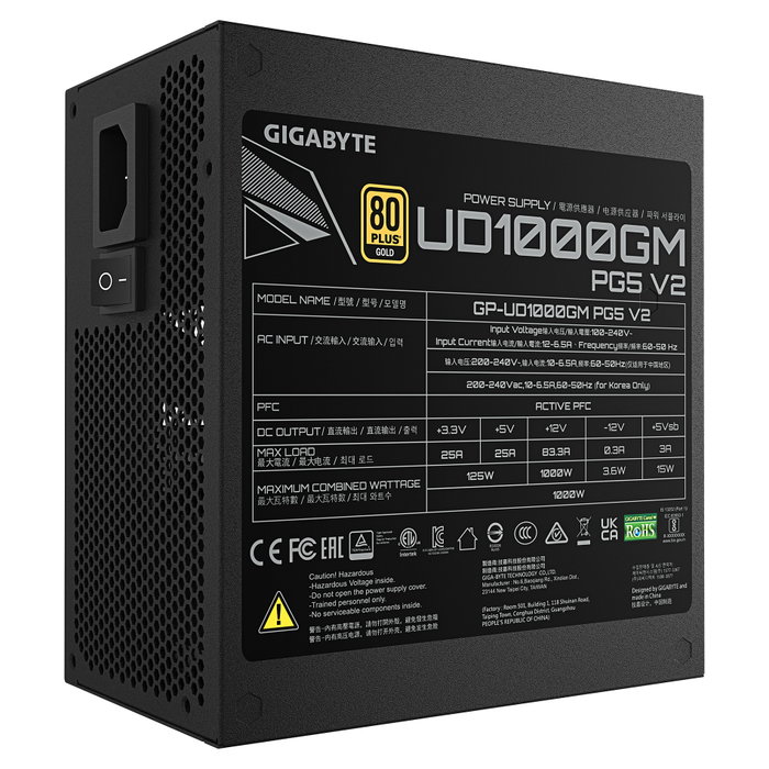 GIGABYTE UD1000GM PG5 V2 1000W ATX 80 PLUS Gold Modular PCIe 5.1
