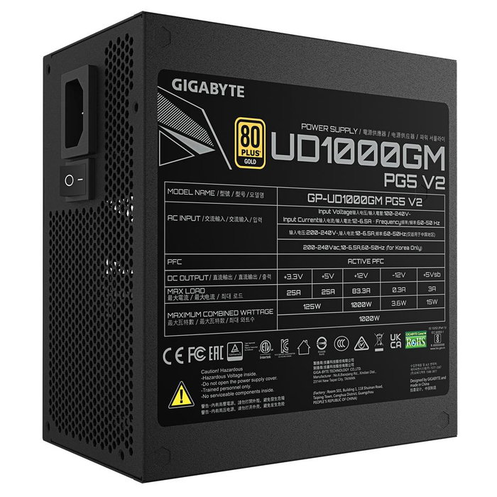 Gigabyte GP-UD1000GM PG5 V2 1000W 80 Plus Gold Fuente de Alimentación Gigabyte GP-UD1000GM PG5 V2 1000W 80 Plus Gold Fuente de Alimentación