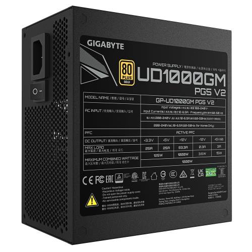 GIGABYTE UD1000GM PG5 V2 1000W ATX 80 PLUS Gold Modular PCIe 5.1