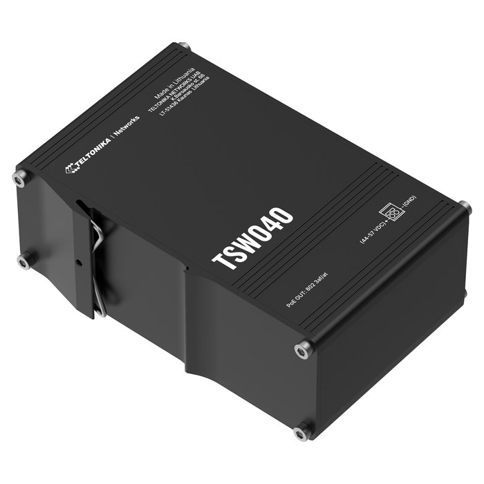 Teltonika Switch Industrial TSW040 8 Puertos Fast Ethernet 10/100, PoE+ (802.3at), No Administrado, 240W, Aluminio, para Condiciones Extremas (-40 a 75°C)