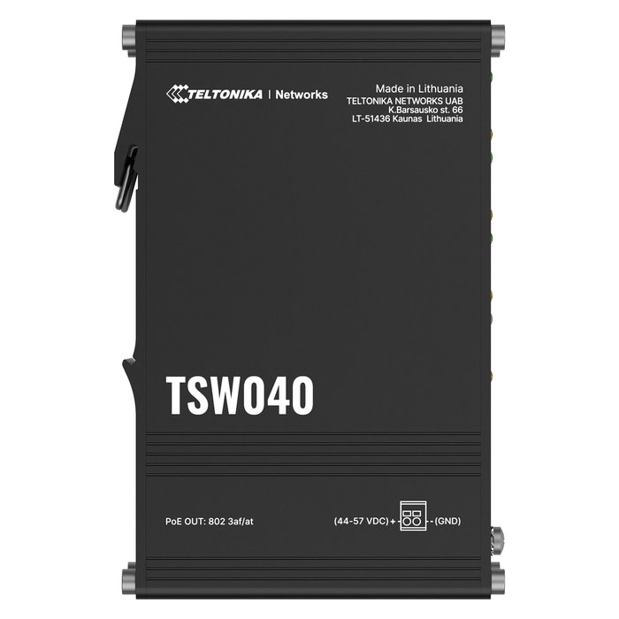 Teltonika Switch Industrial TSW040 8 Puertos Fast Ethernet 10/100, PoE+ (802.3at), No Administrado, 240W, Aluminio, para Condiciones Extremas (-40 a 75°C)