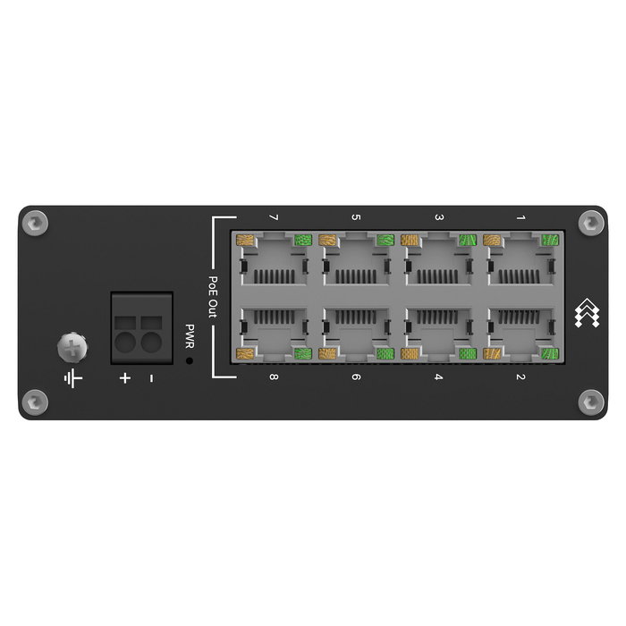 Teltonika Switch Industrial TSW040 8 Puertos Fast Ethernet 10/100, PoE+ (802.3at), No Administrado, 240W, Aluminio, para Condiciones Extremas (-40 a 75°C)