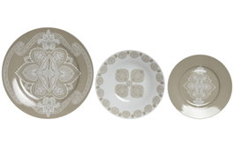 DKD Home Decor Vajilla Delhi 18 Piezas de Porcelana Beige y Blanco